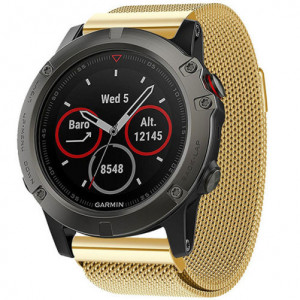 Garmin Fenix 5X, kompatibilis szíj, iUni Milanese Loop Belt, 26mm, Arany - Img 6