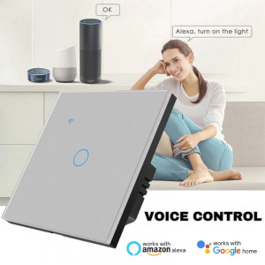 Intelligens érintőkapcsoló, WiFi, biztonsági üveg, iUni 1G, 10A, LED, Ezüst - Img 6