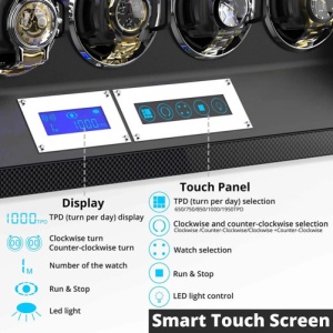 Óratartó doboz az ujjlenyomattal iUni, Luxury Watch Winder 12, Mahagóni-Fekete - Img 8