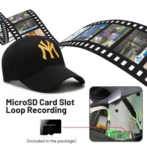 Rejtett kémkamera baseball sapkában, iUni H15, Wi-Fi, 8GB, Full HD, Audio-Video rögzítés, Fénykép, Fekete-Arany - Img 4