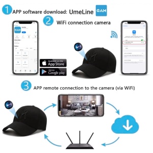 Sapka rejtett Kémkamera iUni H15, Wi-Fi, Full HD, Audio-Video felvétel, fotó, fényképezés - Img 4