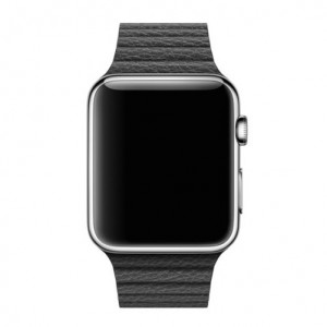 Apple Watch 1/2/3/4/5/6/7 szíj 38 mm iUni szerves bőr Fekete - Img 4