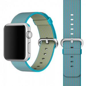 Apple Watch 1/2/3/4/5/6/7 szíj 44 mm iUni szövött heveder, nylon, Elektromos Kék - Img 5
