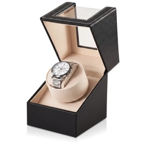 iUni Óraforgató Doboz 1db Órához, Watch Winder, Fekete-Krém - Img 2