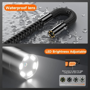 iUni VSP50 PRO Ipari Autóipari Vizsgálókamera, 720°-ban Forgatható, Joystick Vezérlésű, 5" IPS képernyő, 1M kábelhossz, 1080P, 6 Állítható LED, 6mm-es Objektív, IP67 Vízállóság, 4000mAh - Img 4