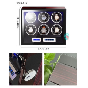 Óratartó doboz az ujjlenyomattal iUni, Luxury Watch Winder 6, Mahagóni-Fekete - Img 6