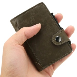 Pénztárca RFID iUni P4 kártya nyílás, 9 kártya rekesz, Sötétbarna - Img 4