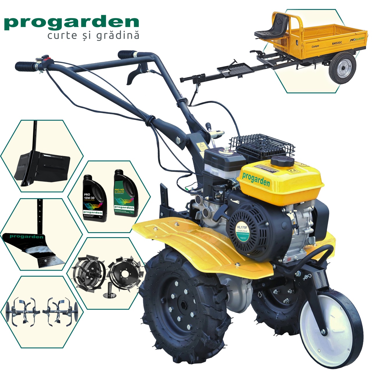 Motocultor cu remorca - pachet motocultor diesel Ruris 1002 KSD