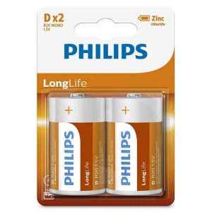 BATERIE LONGLIFE R20 D BLISTER 2 BUC PHILIPS - Img 2