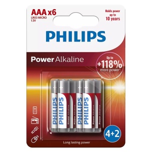 BATERIE POWER ALKALINE LR3 AAA BLISTER 6 BUC PHILIPS - Img 2