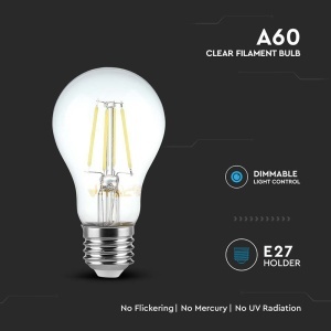 BEC E27 A60 CU FILAMENT DIMABIL LED 8W 3000K ALB CALD - Img 5
