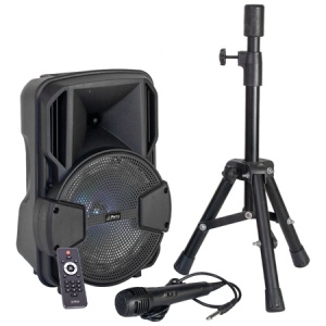 BOXA ACTIVA 8"/20CM 15W ILUMINAT LED CU BT/USB/MSD/FM + STAND + MICROFON