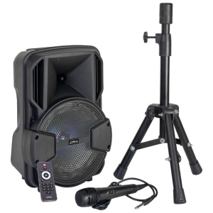 BOXA ACTIVA 8"/20CM 15W ILUMINAT LED CU BT/USB/MSD/FM + STAND + MICROFON - Img 2