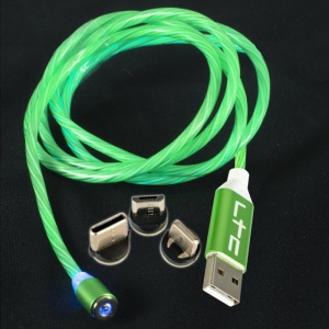 CABLU 1M 3IN1 TIP C/IPHONE/MICRO USB ILUMINAT LED VERDE - Img 3