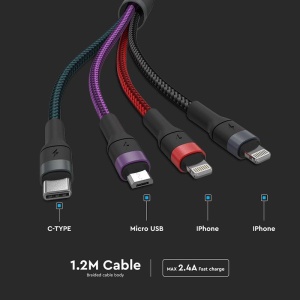 CABLU 4IN1 TIP C - MICROUSB - USB - LIGHTNING 1.2M - Img 6