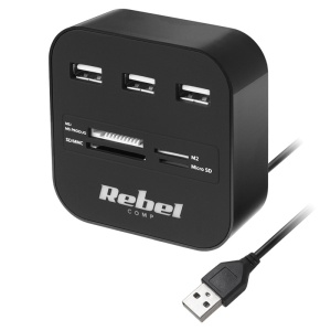 HUB 3X USB 2.0 SI CITITOR CARD SD/MICROSD REBEL - Img 3