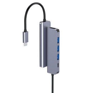 HUB 5 IN 1 USB-C PD 100W ALUMINIU PLATINET - Img 4