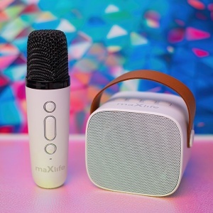 MINI BOXA KARAOKE CU MICROFON WIRELESS - ALB - Img 4
