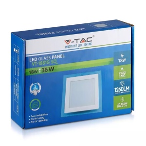 PANOU LED PATRAT INCORPORABIL 18W 6400K ALB RECE, STICLA - Img 6