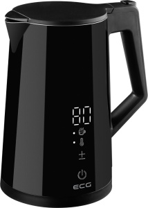RESIGILAT - Cana electrica fierbator ECG RK 1893 Digitouch Black, 2200 W, 1,7 litri, pereti dubli, control tactil, negru