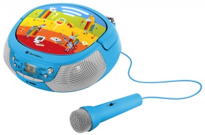 RESIGILAT - Radio CD pentru copii GoGEN DECKO B, 2 x 0,8 W, Bluetooth, karaoke, microfon, MP 3, USB, AUX in, albastru - Img 6