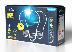 Set 3 becuri economice LED ETA EKO Classic, 11W (75W), E27, lumina calda - Img 4