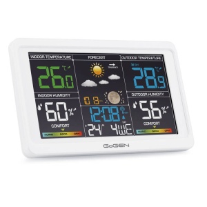 Statie meteo interior-exterior GoGEN ME 3350, senzor extern fara fir, LCD color, alb - Img 3