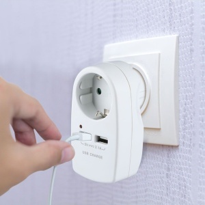 ADAPTOR PRIZA 16A 3680W + 2USB 2.1A, ALB - Img 9
