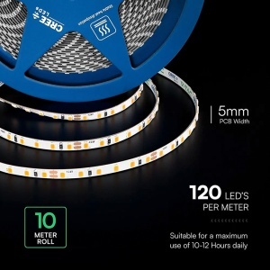 BANDA LED 5MM 8W/M 24V IP20 ROLA 10M 3000K CIP CREE - Img 4