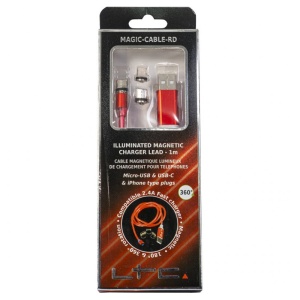 CABLU 1M 3IN1 TIP C/IPHONE/MICRO USB ILUMINAT LED ROSU - Img 5