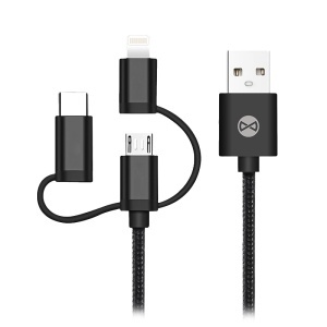 CABLU 3IN1 USB-LIGHTNING-UCB-C-MICRO USB 1M 1.5A - NEGRU - Img 2