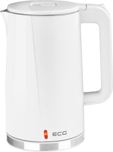 Fierbator electric ECG RK 1702 Safe to Touch White, 1.7 litri, 2200 W, interior din otel inoxidabil, pereti dubli, alb - Img 1