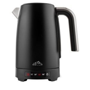 Fierbator electric ETA Bella ETA 2587 90000, 2200 W, capacitate 1.7 litri, temperatura reglabila 70-100°C, functie de mentinere la cald, inox, negru