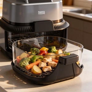 FRITEUZA GLASS AIRFRYER 4L+1.5L 1500W TEESA - Img 5