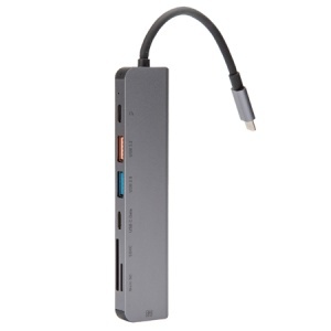 HUB 7 IN 1 USB-C PD 100W ALUMINIU PLATINET