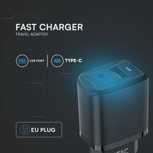 INCARCATOR RETEA QC 20W USB SI TIP C - NEGRU - Img 4
