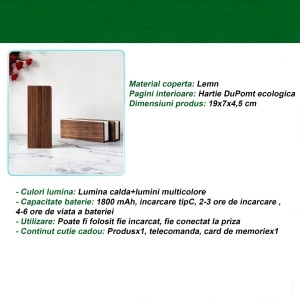 Lampa decorativa pliabila tip carte, Bluetooth, iluminare LED, acumulator 1800 mAh, card, telecomanda, design din lemn si hartie Dupont - Img 6