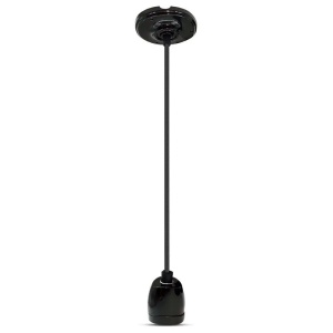 PENDUL TAVAN SOCLU E27 PORTELAN - NEGRU - Img 2