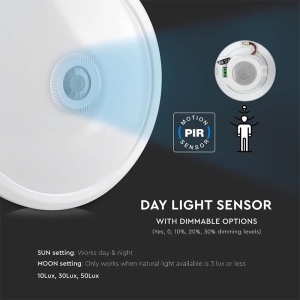 PLAFONIERA LED 12W IP20 SENZOR DE MISCARE 6400K ALB RECE - Img 4