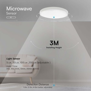 PLAFONIERA LED 30W IP44 CU SENZOR 4000K ALB NEUTRU - ALB - Img 9