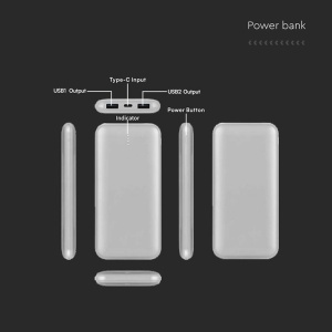 POWER BANK 10000MAH CU CABLU 30CM TIP C - ARGINTIU - Img 5