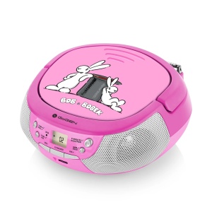 Radio CD pentru copii GoGEN BOB AND BOBEK, 2 x 0,8 W, Bluetooth, karaoke, microfon, MP 3, USB, AUX in, roz - Img 2
