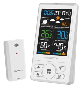 RESIGILAT - Statie meteo cu prognoza animata GoGEN ME 1250W, LCD color, senzor extern fara fir, alb
