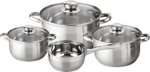 Set vase de gatit Michelino, 7 piese, otel inoxidabil, inductie, argintiu - Img 3