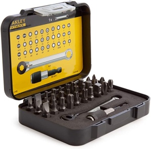 Stanley 1-13-905 Set mixt 30 biti 25 mm + adaptor si cheie cu clichet 1/4"