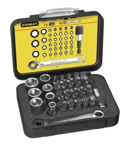 Stanley 1-13-907 Set insurubare 30 biti 25 mm + 8 chei tubulare + adaptor magnetic+ clichet 1/4"