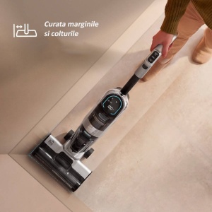 Aspirator vertical cu spalare ETA Wash Master AI 7257 90000, Li-Ion 18 V / 5200 mAh, senzor inteligent AI, autocuratare, negru cu argintiu - Img 2