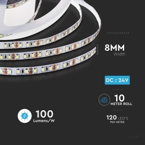 BANDA LED SMD2835 120LED/M 24V 6500K IP20 10M - Img 8