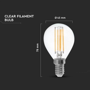 BEC FILAMENT LED P45 E14 6W 130LM/WAT 2700K ALB CALD - Img 3