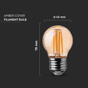 BEC LED G45 E27 4W CU FILAMENT 2200K ALB CALD - Img 4